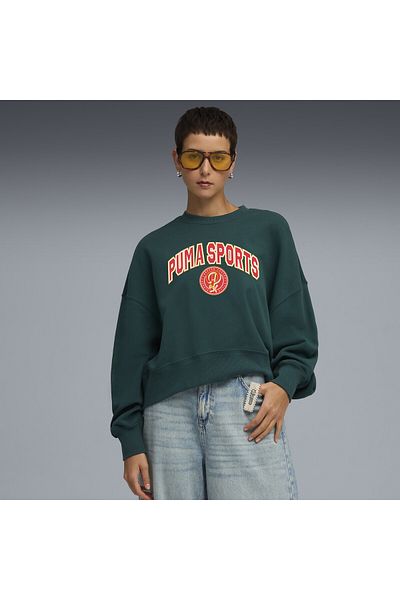 Puma Hanorac Wardrobe Essentials Sports Legacy supradimensionat cu imprimeu grafic pentru femei