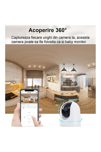 WowStep Baby Monitor Surveillance Camera, 3MP, Wi-Fi, 2K Resolution, 32 GB Card, Bidirectional Audio, 360°