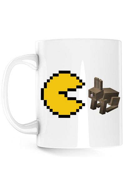 OEM Cana Pac Man Minecraft Rabbit Pixel Game Simple Japan, alba, 330 ml