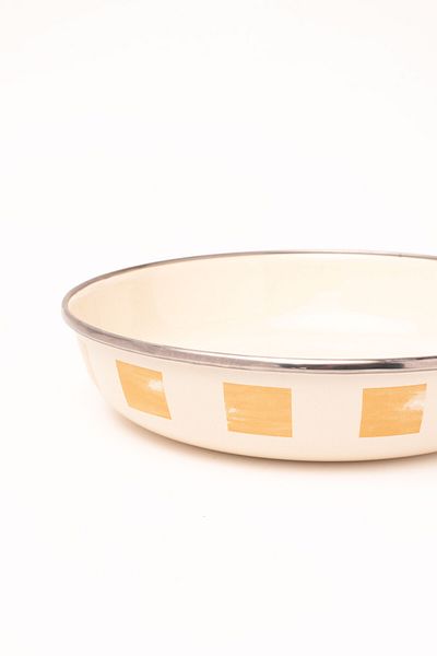 EMAYlab Beige Enamel Bowl Plate - Bowl Bowl - Salad Bowl - Presentation Bowl 21cm