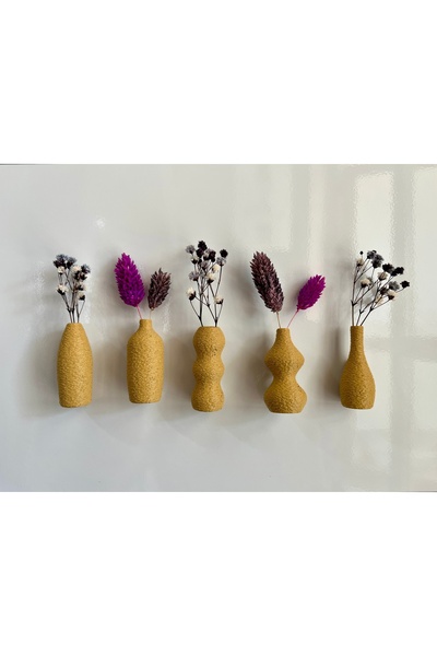 SERÜVENTR Miniflora - 5'li Magnetli Mini Vazo - Sütlü Kahve Buzdolabı Süsü