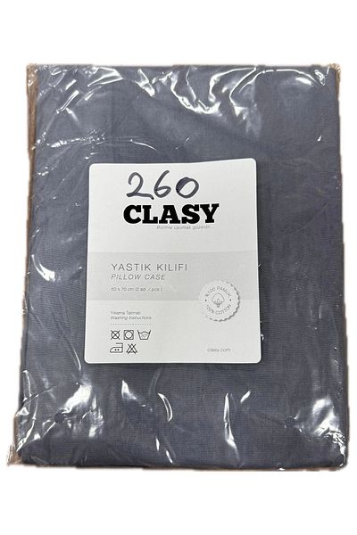 Clasy Ranforce 100% bumbac 2 bucăți husă de pernă simplă albastru antracit