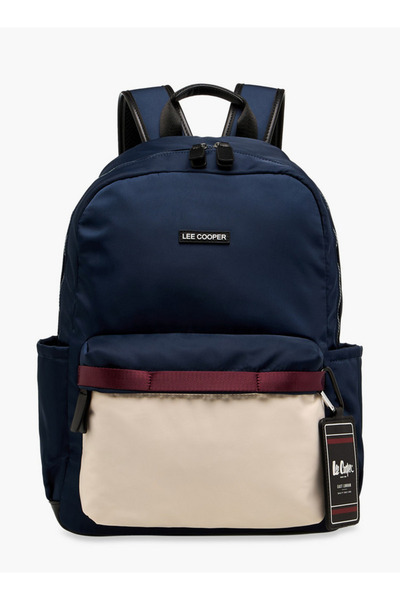 Lee Cooper Lee Cooper Colourblock Backpack with Adjustable Shoulder Straps and Zip Closure - 13x30x41 cm