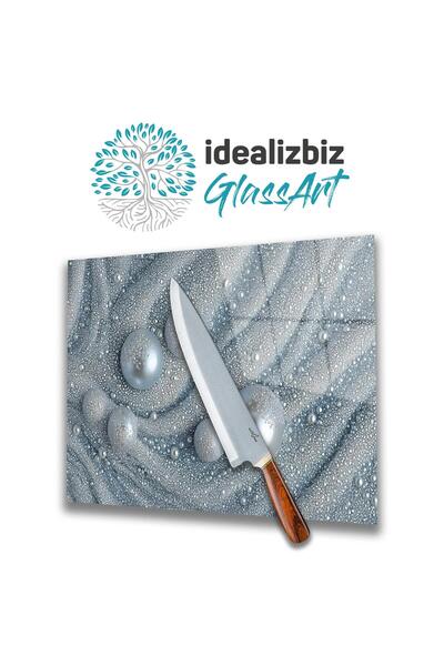 idealizbiz طاولة تقطيع زجاج اللؤلؤ الأبيض، لوح تقطيع، طاولة عرض