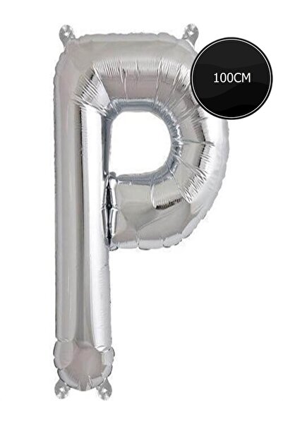 Bp Bizden Pastacılık 100cm Letter P Foil Balloon Silver