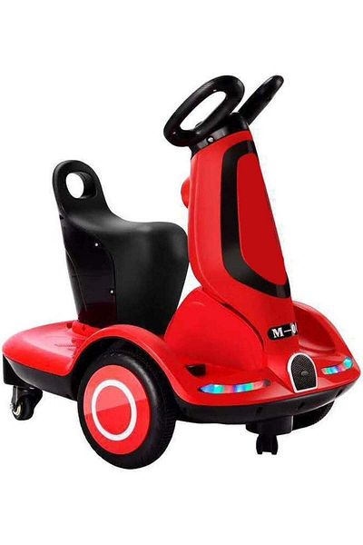Rally Electric Scooter for Kids - 4 Wheels, Dual Motors, LED Lights and Music, Rechargeable 6V Batte
