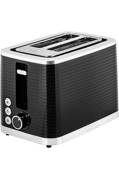 ECG Prăjitor de pâine ST 2750 Stripe, 930 W, 2 felii, 7 niveluri de rumenire, elemente din oțel inoxidabil, negru
