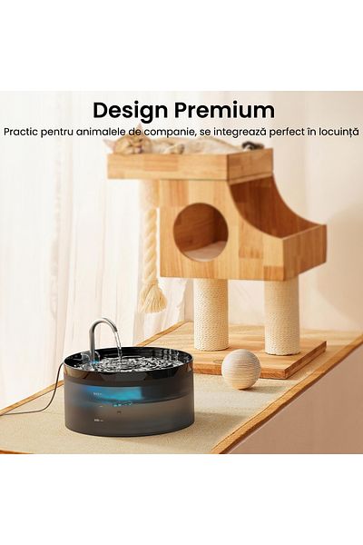 Elindor Dispenser De Apa Pentru Pisici Și Câini, 2 L, Silențios, Filtrare Cu Cărbune, Negru
