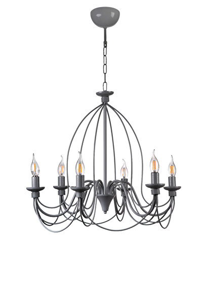 Lumexx BERFİN 6 LI GRİ RUSTİK AVİZE