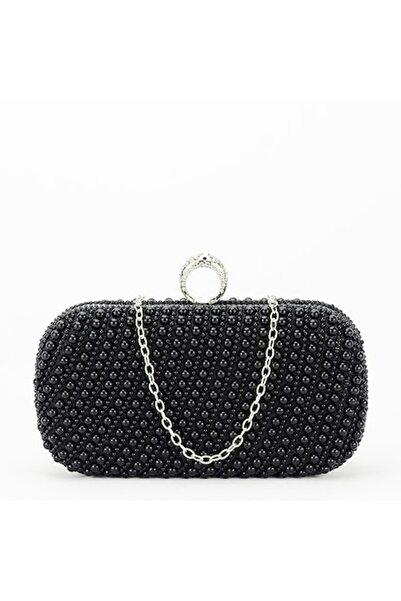 OEM Black clutch bag with pearls BYH863