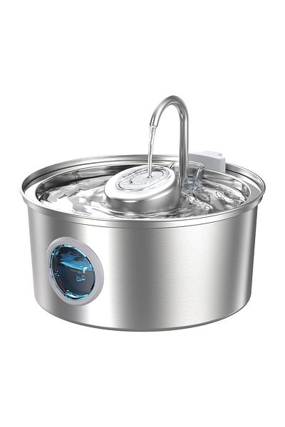 Elindor Dispenser De Apa Pentru Pisici Și Câini, 3,2 L, Silențios, Filtrare Cu Cărbune, Argintiu