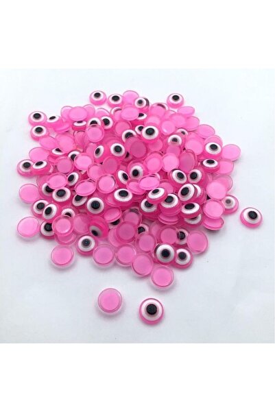 312 KONSEPT خرز شرير بلاستيك مسطح وردي (8 ملم، 1 عبوة - 50 قطعة)