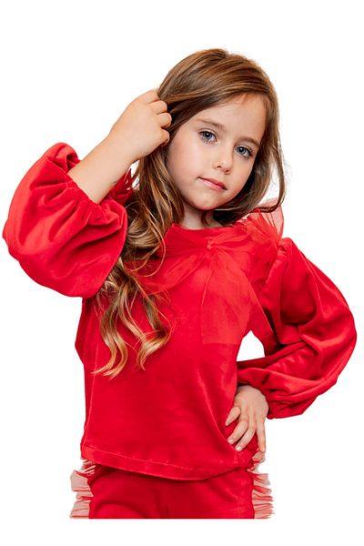 fustite cu luminite Lovely Red Sweatshirt With Cool Tulle - 2-3 Years (92-98 CM)