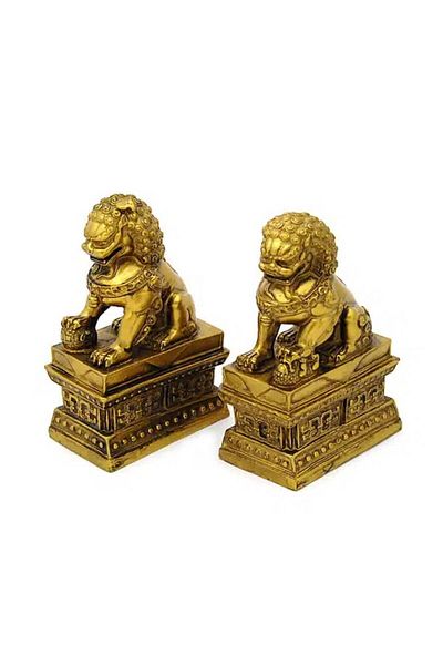 BLA BLA FOAM Set 2 Figurine Caini Fu aurii din rasina 11 cm