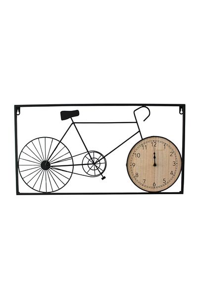 Gift Design Decorative wall clock with bicycle design – metal and MDF, 60x32 cm