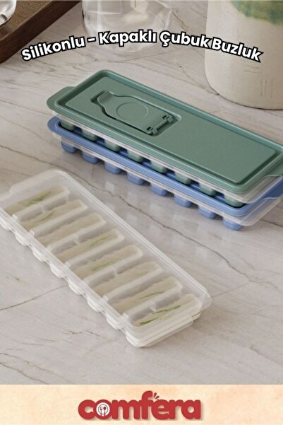 Comfera Silikonlu Çubuk Buzluk - Plastik Kapaklı, Hazneli, Kolay Kullanım, Bu...