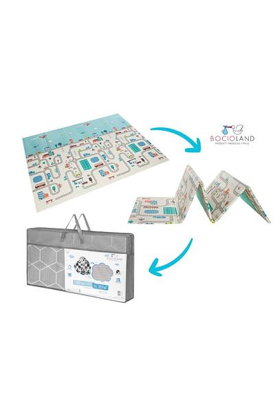 Bocioland Foldable play mat, printed on both sides, 200 x 150 cm, City