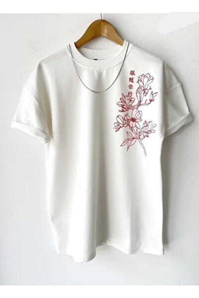 donamod Μπλουζάκι Unisex Crew Neck με στάμπα λουλουδιών