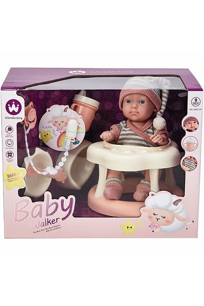 rexa Baby doll Mappy, 23 cm, With walker, potty and 4 accessories