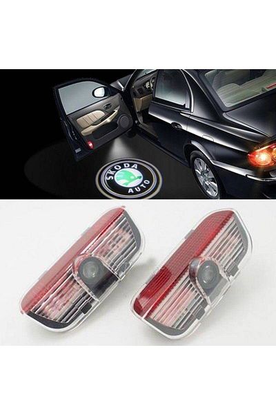 BGRJ Automotive Lumini uși cu logo Skoda Superb, set de 2 bucăți