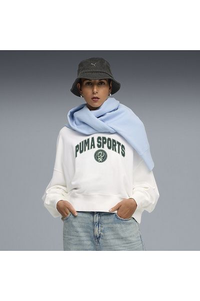 Puma Wardrobe Essentials Sports Legacy Oversized Graphic Crew Sweatshirt Women