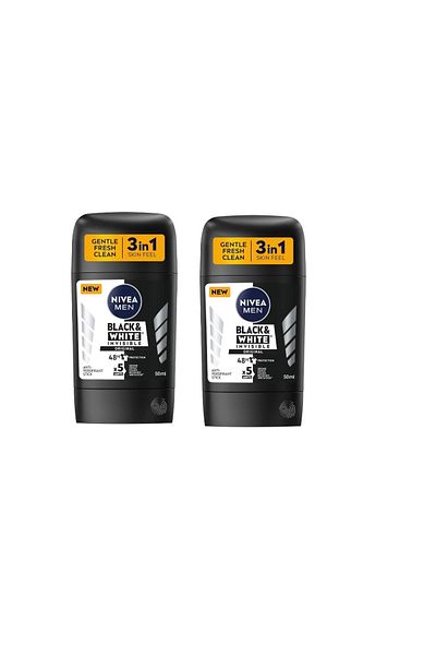 NIVEA NIVEA MEN Black & White Deodorant Stick, 50ml (2 pieces)