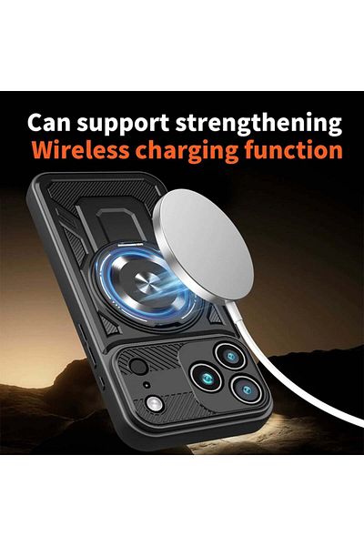 SKYDDAR INNOVATION Carcasă pentru iPhone 17 Pro, RuggedCam, inel magnetic rezistent la șocuri, set de autocolante, albastră