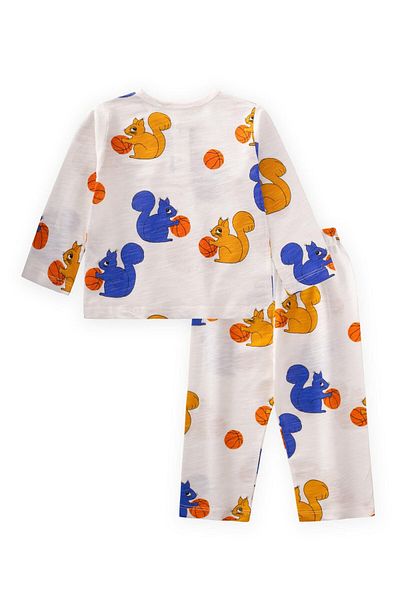 Cigit Patterned Pajama Set 1-7 Years Old Squirrel Pattern