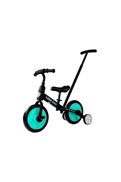 LeanToys Bicicleta 3 in 1, cu pedale si roti ajutatoare pentru copii, negru-t...