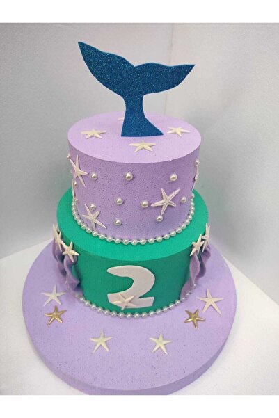 Bp Bizden Pastacılık 🧜‍♀️ Deniz Kızı Tasarımlı Maket Pasta – Özelleştirilebilir, 2 Katlı Gerçek Pasta Görünümünde!