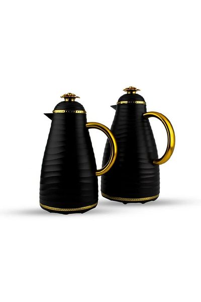 BASURRAH Basurra Tea and Coffee Thermos Set Black 2 Pieces Size 1 - 1.5 Liter