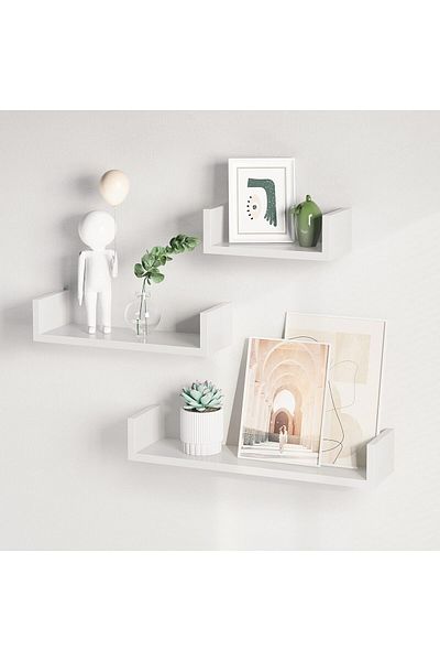 Saharaz Floating Shelves for Wall,Set of 3,30/40/50cm,Wooden Shelves,Home Decorative,White