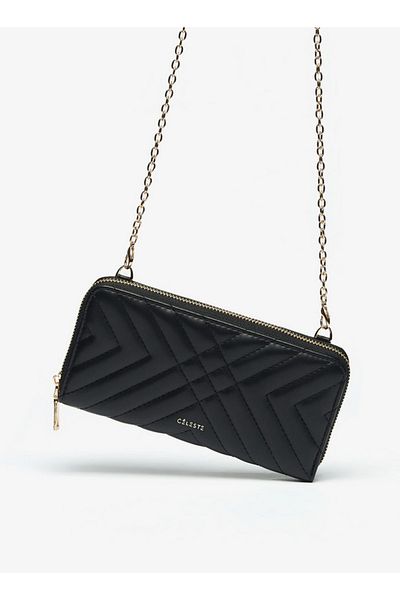 Celeste Quilted Wallet with Detachable Chain Strap and Zip Closure