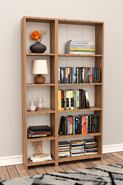 Remaks 10 RAFLI Kitaplık Kütüphane Hareketli Raflı Dekoratif Kitaplık-MEŞE