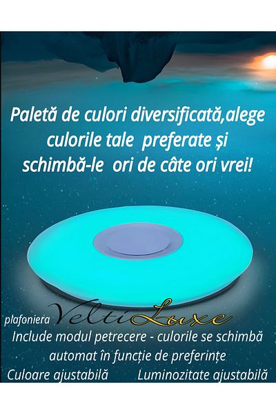 VELTILUXE VELTILUXE RGB LED ceiling light, diffuser, diameter 40 cm, 40w, application, Bluetooth, class A