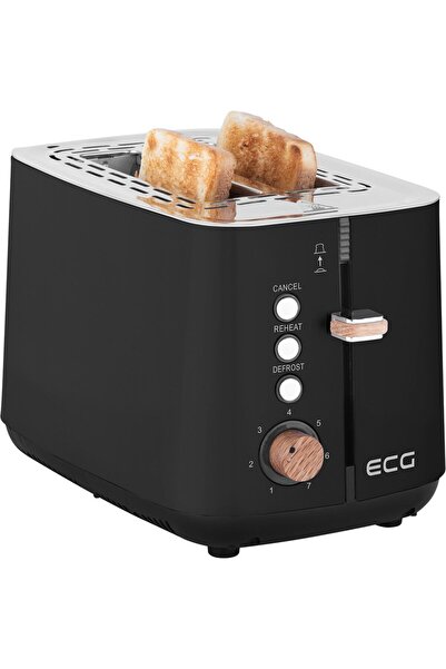 ECG ST 2768 Timber Toaster, 925 W, 2 slices, 7 browning levels, stainless steel, black