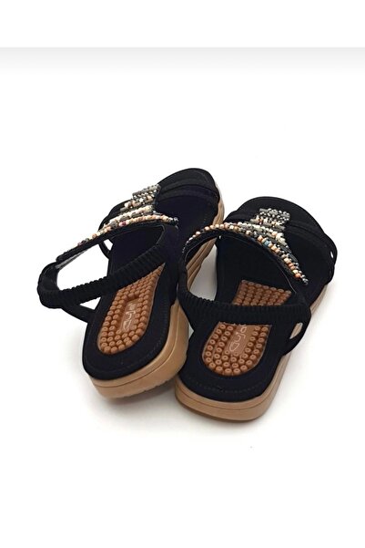 Guja Boncuklu Ortopedik Düz Kadın Sandalet