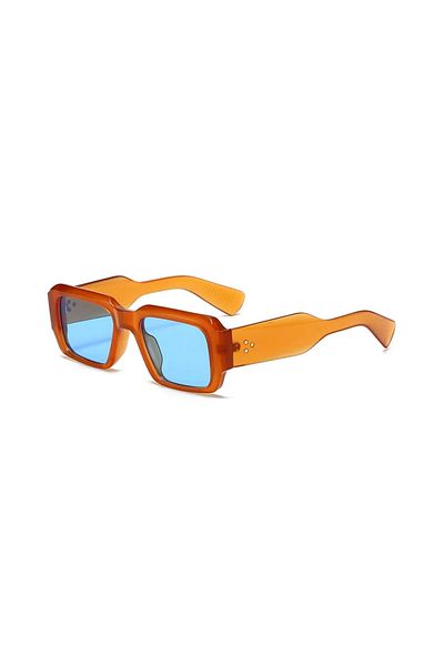 Toz Vintage Zurella Orange Frame Blue Glass Vintage & Retro Unisex Sunglasses