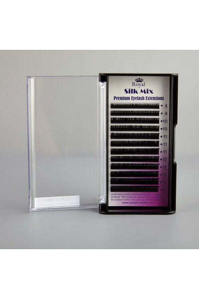Royal Extensii de gene Premium Silk, Curbură CC, Grosime 0.12 mm, Lungime Mix, 12 rânduri