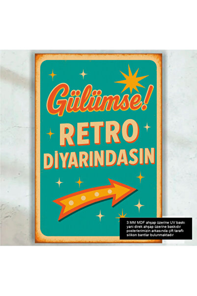 Hayat Poster Osmehni se, nalaziš se u zemlji retro, retro drveni poster, slik...