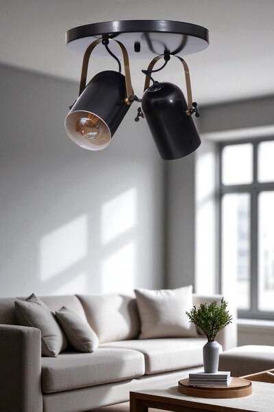 Lumexx LONDON 2 Lİ TEPSİLİ SİYAH PLAFONYER AVİZE