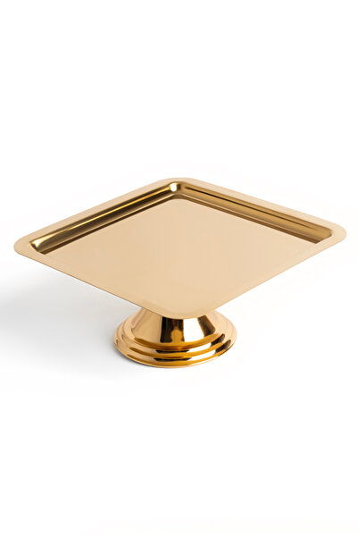 NEWTREND Züccaciye Luxury Square Gold Pedestal Cake, Pastry, Cookie, Dessert, Catering, Dowry Presentation Serving Stand