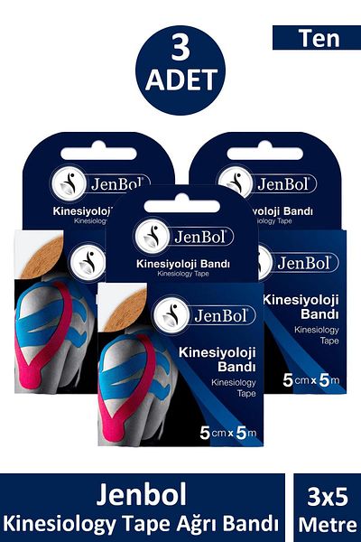 Jenbol Kinesiology Tape Pain Tape 5 cm X 5 m - Skin Color 3 Pieces