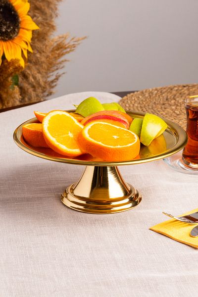 NEWTREND Züccaciye Luxury Round Gold Footed Cake, Cake, Cookies, Dessert, Treat, Dowry Presentation Serving Stand