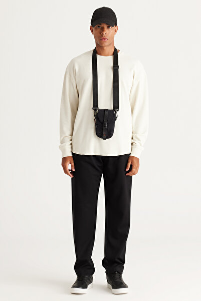 AC&Co / Altınyıldız Classics Erkek Bej Loose Fit Içi Polarlı 3 Iplik Bisiklet Yaka Jakarlı Sweatshirt