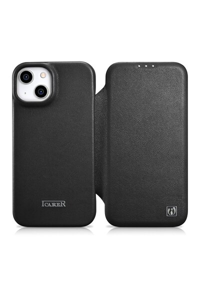 ICARER Husă magnetică din piele pentru iPhone 14 Plus, MagSafe CE, piele prem...