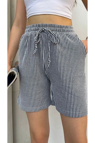 THIFF GYMWEAR Pantaloni scurți cu dungi pentru femei Waterway cu buzunare laterale și șireturi în talie