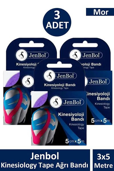 Jenbol Kinesiology Tape Pain Tape 5 cm X 5 m - Purple 3 Pieces