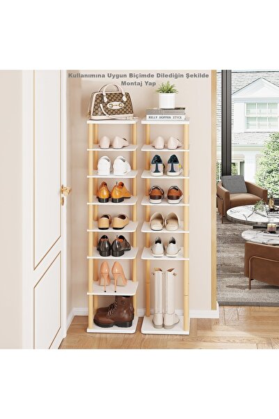 ClickMoble Dikey Ayakkabılık, Küçük Alanlar için 8 Katlı Uzun Dar Ayakkabı Düzenleyici, Ayakkabı Rafı Kitaplık