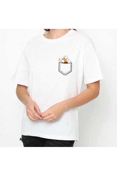 VOICTEC Women Oversize Dufy Duck Printed Crew Neck T-Shirt
